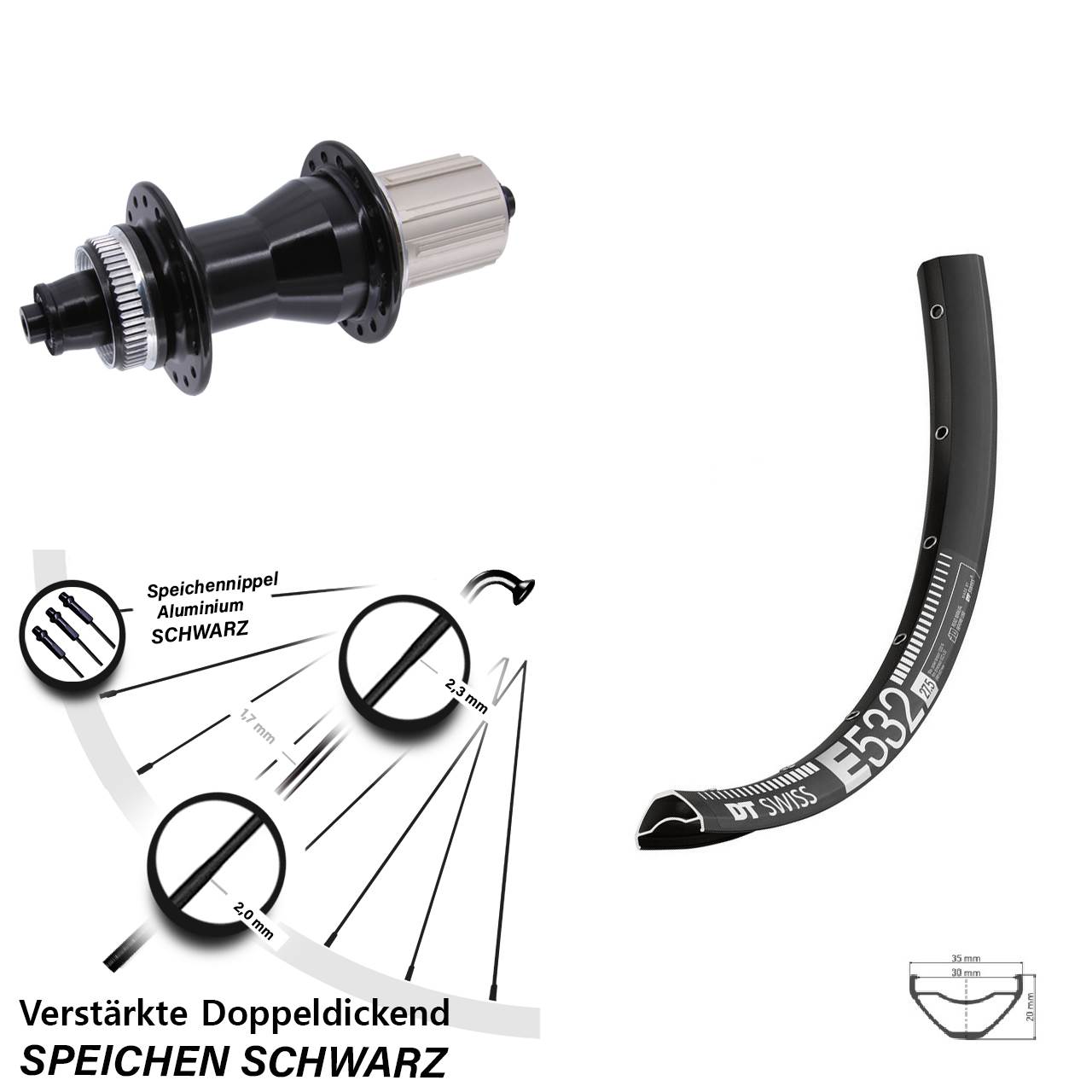 Disc Laufrad QR 27,5 Zoll DT Swiss E 532 Novatec CL-135 8-12 fach
