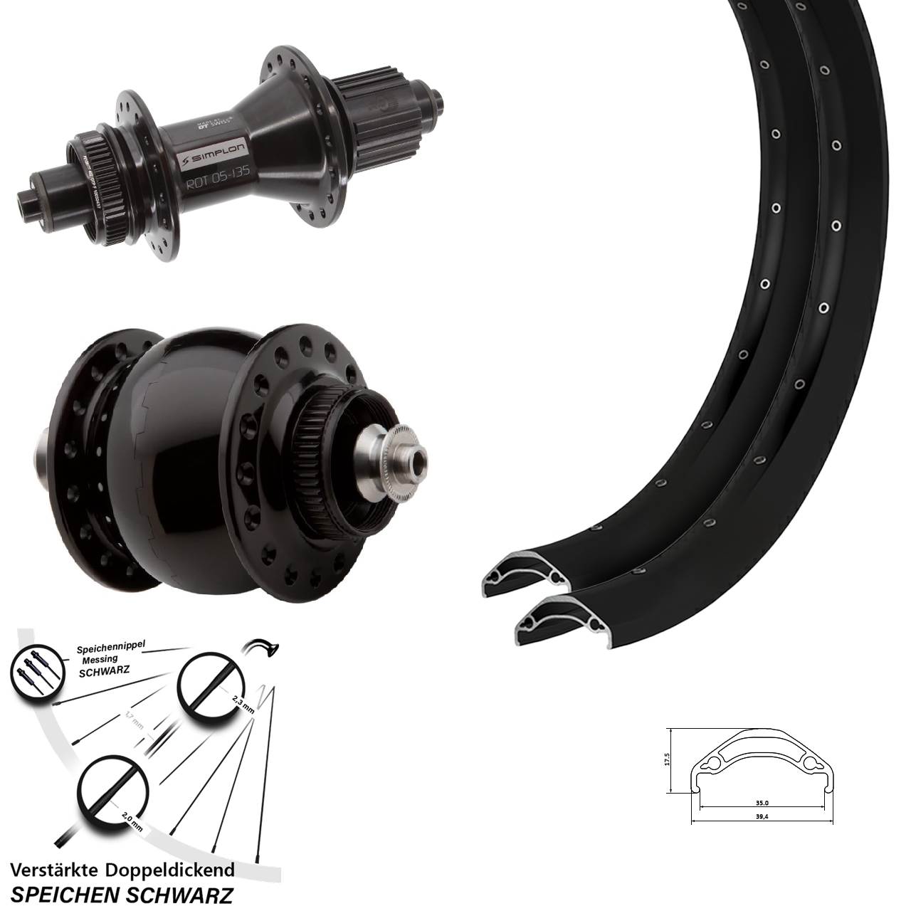 Ryde Disc 35 DT Swiss 370 Hybrid SON delux 29 Zoll Laufradsatz QR Micro Spline