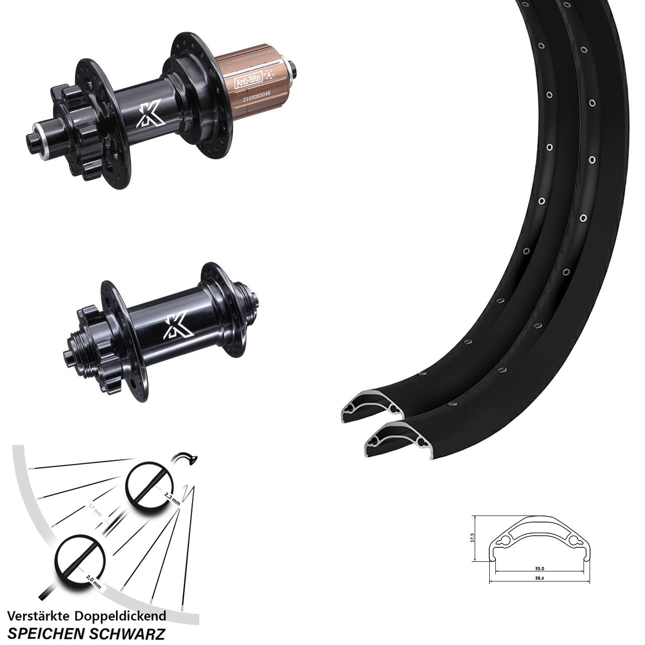 29 Zoll Laufradsatz QR Ryde Disc 35 KX-M 8-12 fach