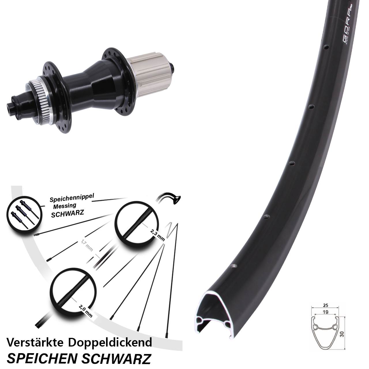 Gora Plus Novatec CL-135 28 Zoll Hinterrad Centerlock für Schnellspanner 8-12 fach