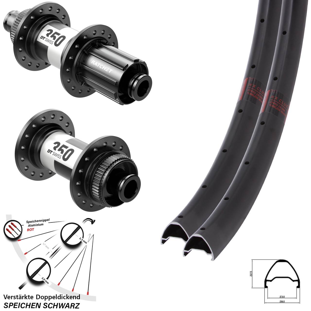 27,5 Zoll KX Clue DT Swiss 350 HG Centerlock Laufradsatz 12x100/142