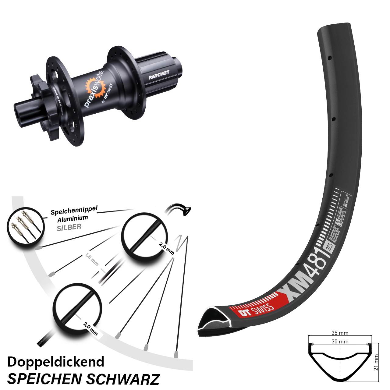 Disc Hinterrad 27,5 Zoll DT Swiss XM481-350 8-11 fach 12x142