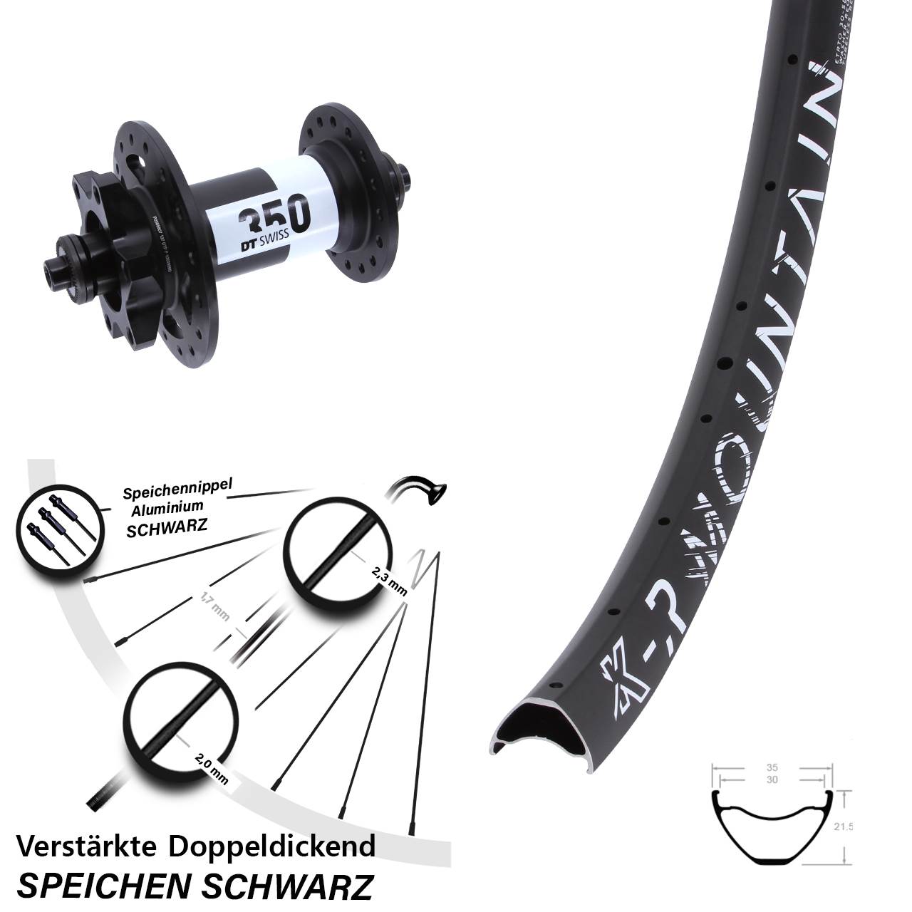 Disc Vorderrad für Schnellspanner 29 Zoll KX-R Mountain DT Swiss 350
