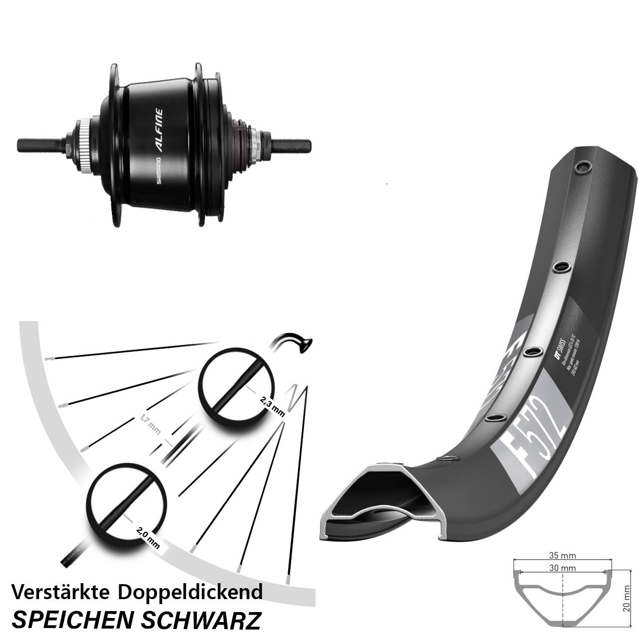 DT Swiss F572 Hinterrad Shimano Alfine 8 Gang Disc 29 Zoll