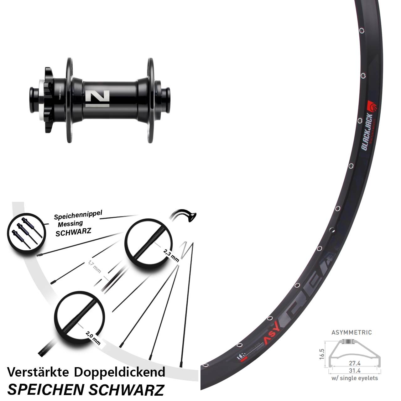 Rodi Ready 27 Novatec D041SB 650B Vorderrad 6-Loch 15x110 Boost
