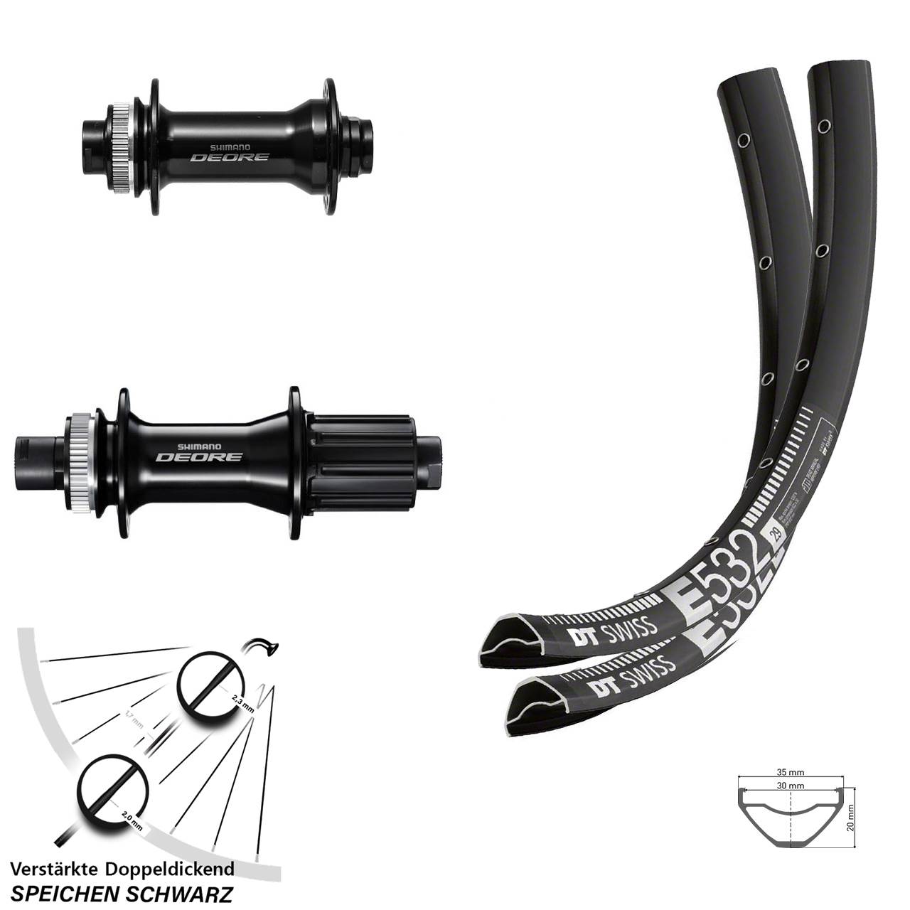 Laufradsatz Centerlock 15x110 12x148 27,5 Zoll DT Swiss E532 Shimano Deore 8-11 fach HG