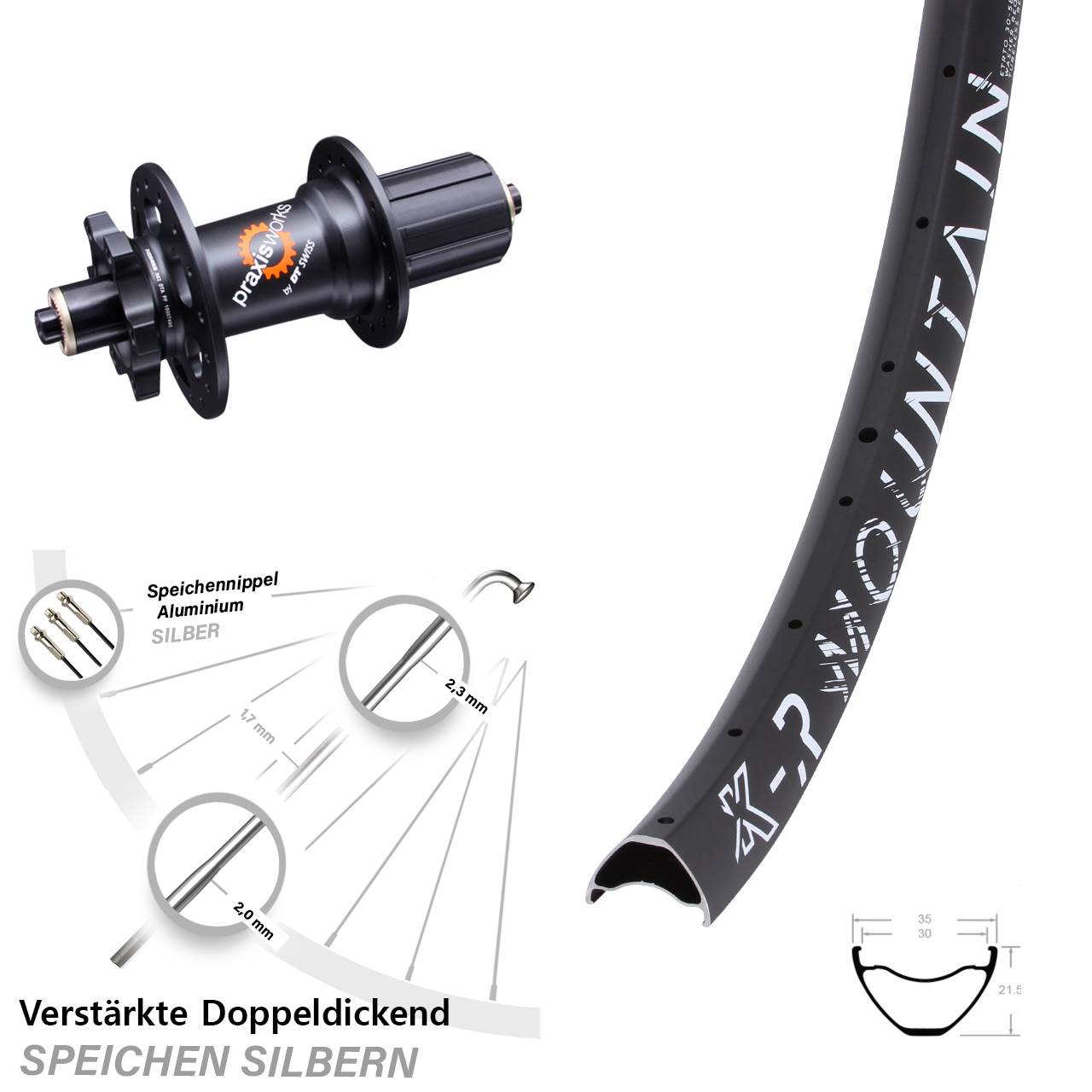 29 Zoll KX-R Mountain DT Swiss 350 QR 11-fach Hinterrad 6-Loch QR 8-11 fach HG