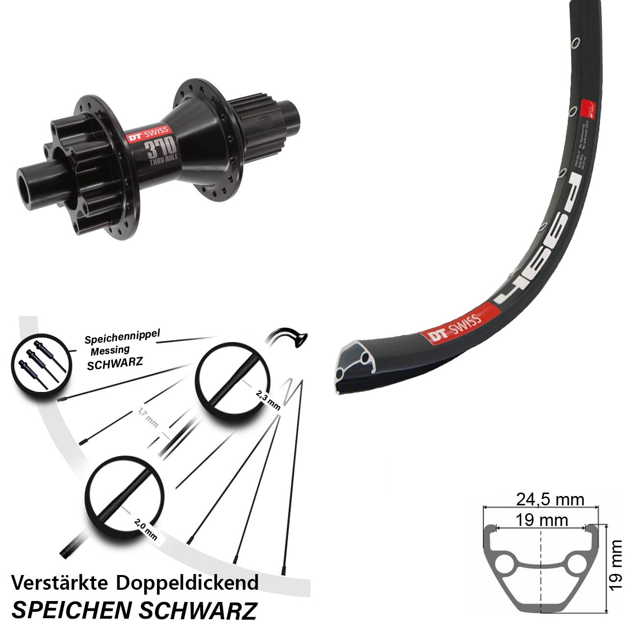 Disc Laufrad 12x142 28 Zoll DT Swiss 466 DT Swiss 370 Hybrid Micro Spline