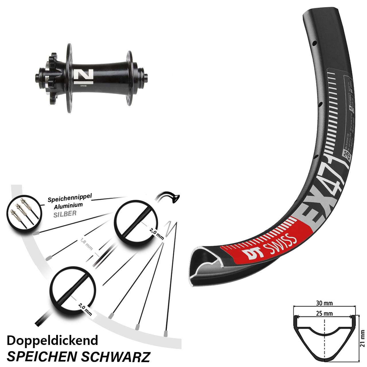 29 Zoll DT Swiss EX 471 Novatec D791 Disc Laufrad für Schnellspanner