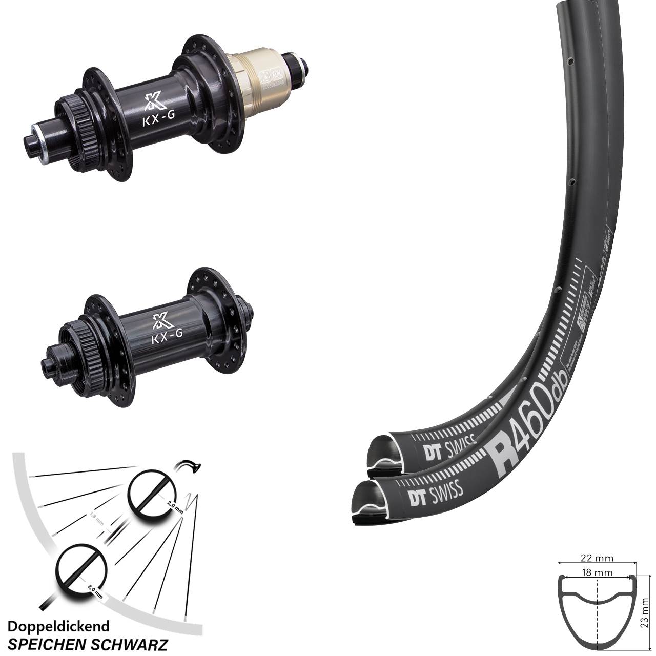28 Zoll Laufradsatz DT Swiss R 460 Road Disc Centerlock KX-G 100/135 mm Sram XD-R