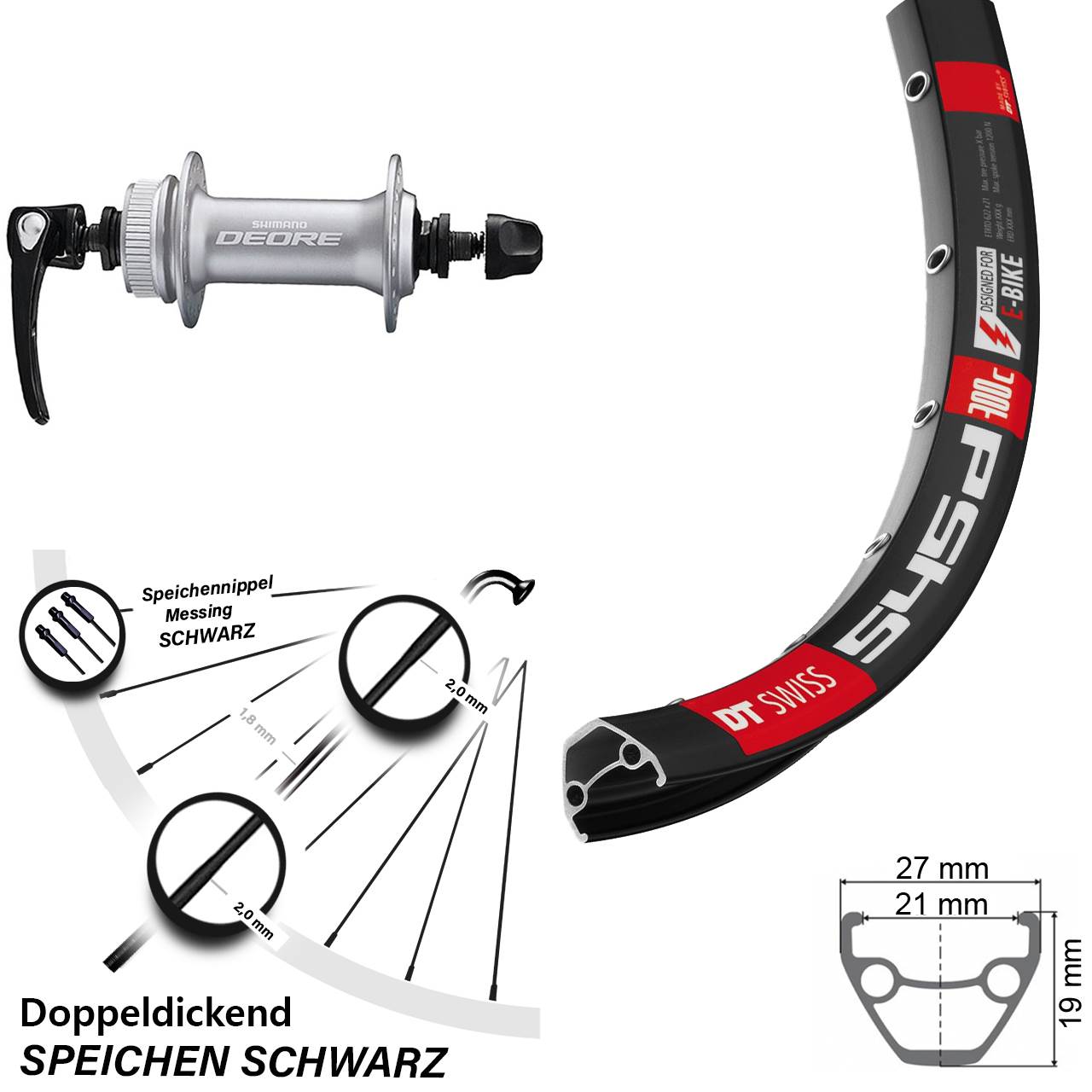 Centerlock Vorderrad 26 Zoll DT Swiss 545 Shimano HB-M6000 QR