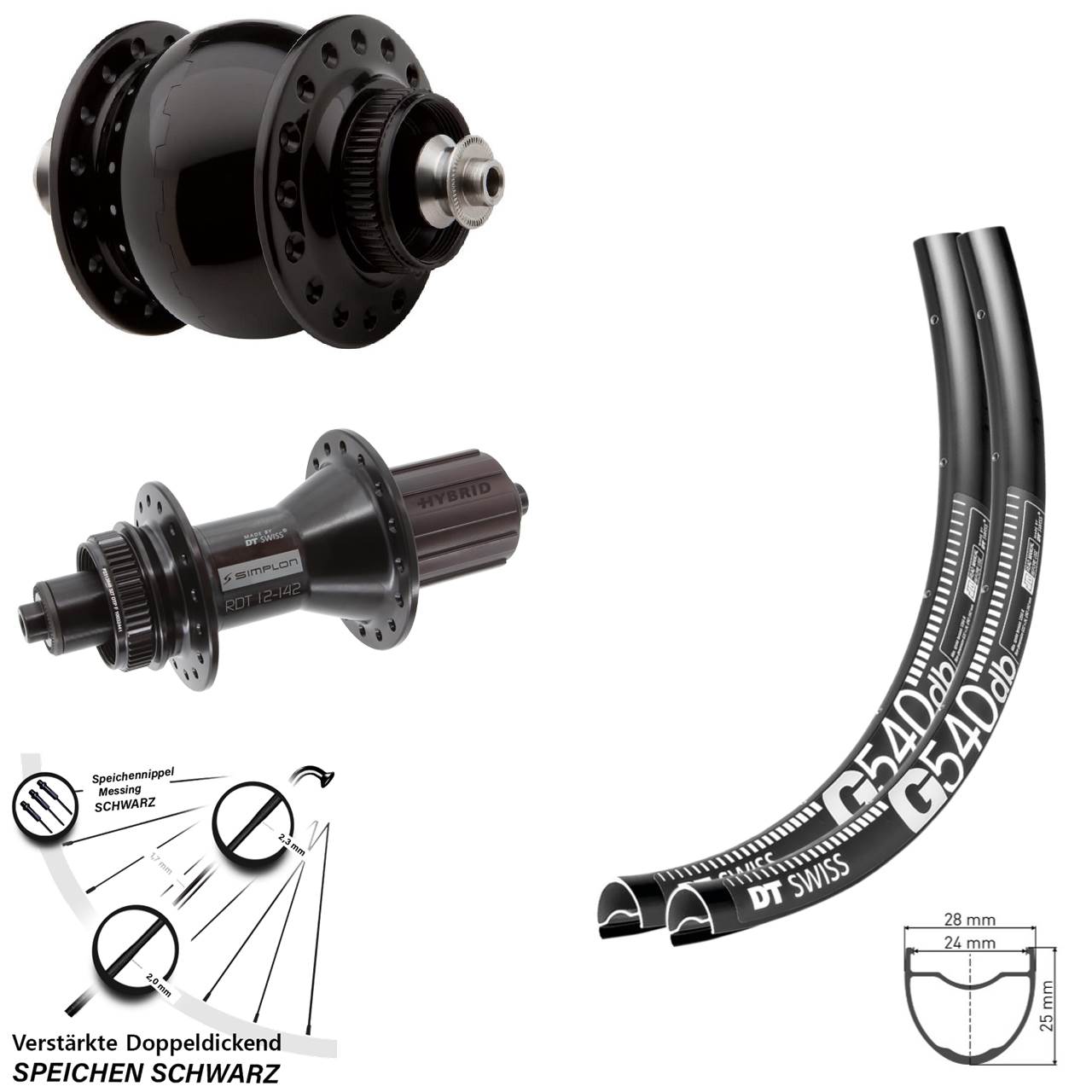 Disc Laufrad-Satz QR 27,5 Zoll DT Swiss G540-370 Hybrid SON 28 8-11 fach HG