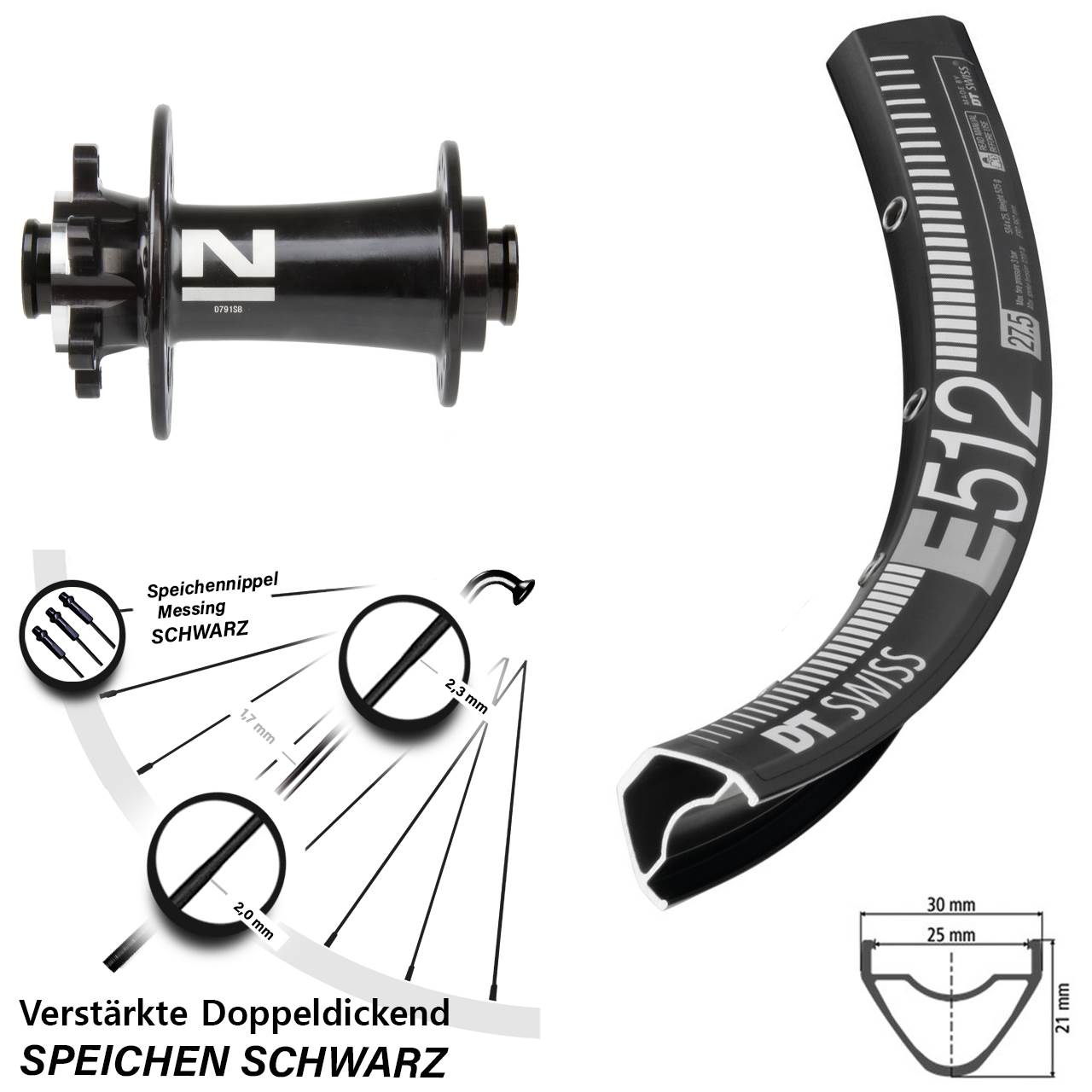 6-Loch 29 Zoll Vorderrad DT Swiss E 512 Novatec D791 15x100
