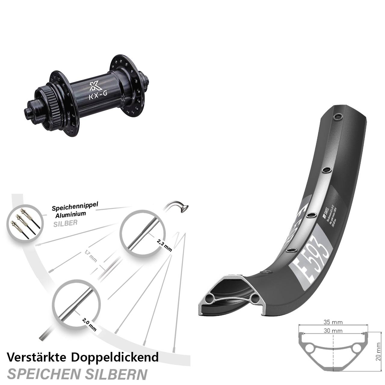Disc Laufrad QR 29 Zoll DT Swiss E 593 KX-G