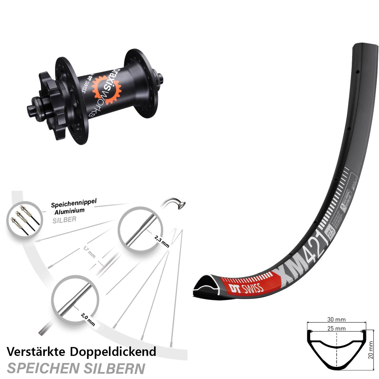 29 Zoll Vorderrad 6-Loch DT Swiss XM 421-350 QR