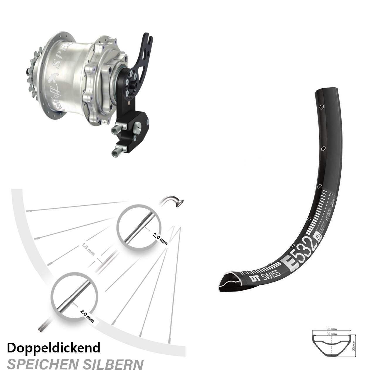 Disc Laufrad 29 Zoll DT Swiss E532 Rohloff Speedhub 500/14 CC DB PM