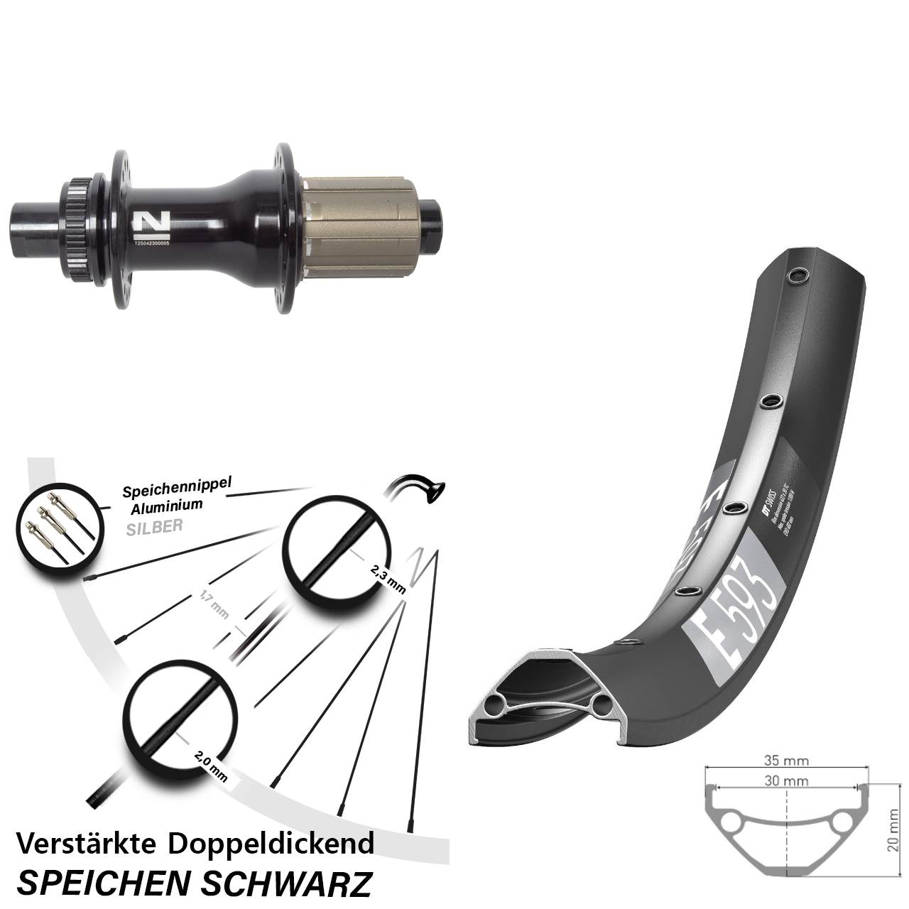 DT Swiss E 593 Novatec D792 29 Zoll Disc Hinterrad 12x142 8-12 fach HG