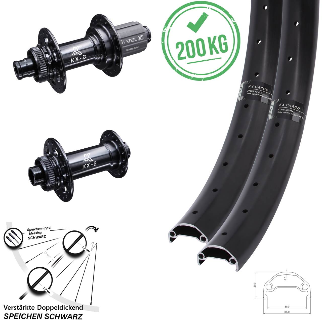 KX-BS Cargo 26 Zoll Centerlock Laufradsatz 15x110 12x148 Boost 8-12 fach HG