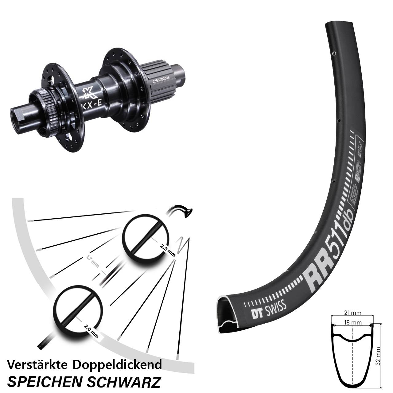 DT Swiss RR 511 KX-E Heavy Duty 28 Zoll Centerlock Hinterrad 12x142 Shimano Micro Spline
