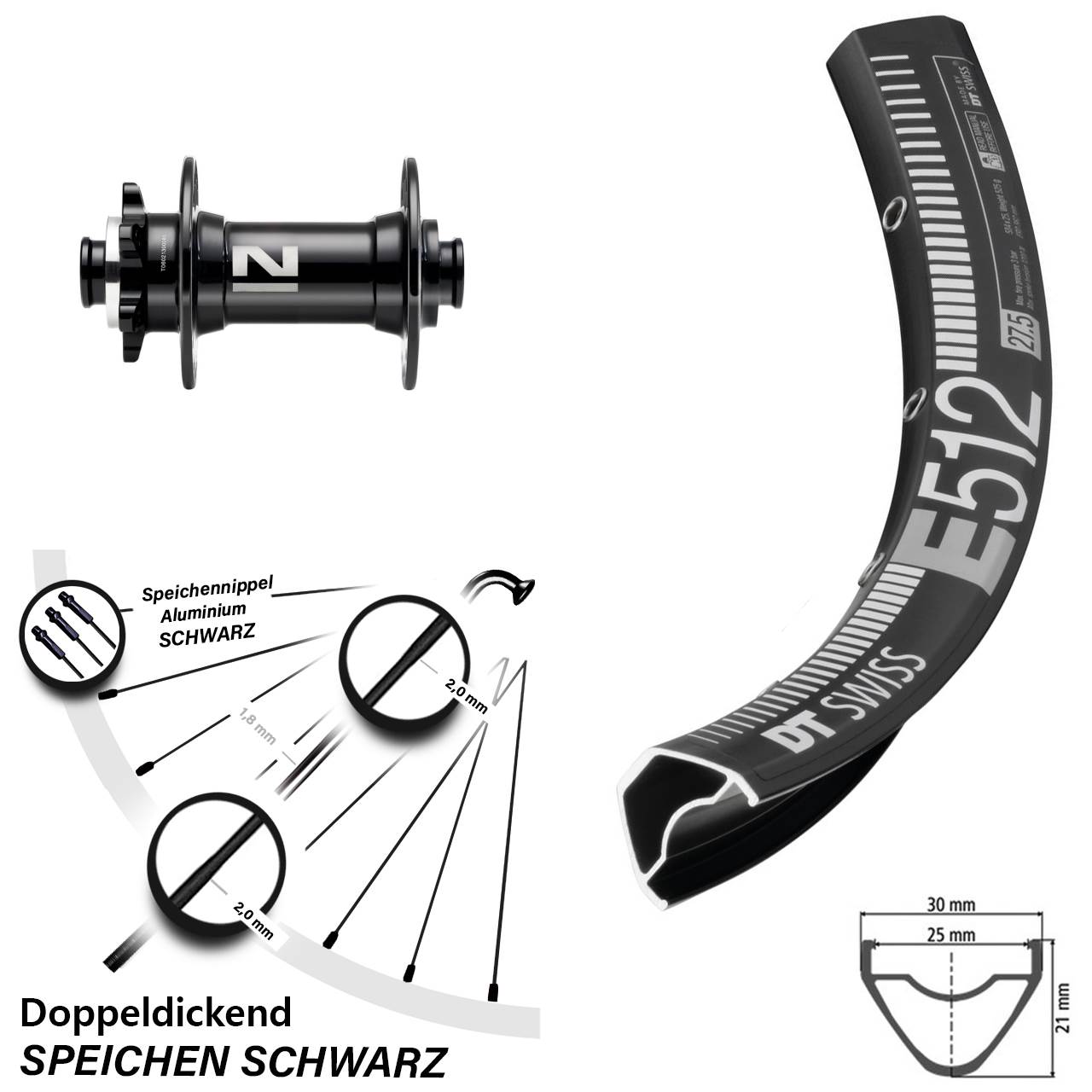 DT Swiss E 512 Novatec D041SB 27,5 Zoll Disc Vorderrad 15x110 Boost
