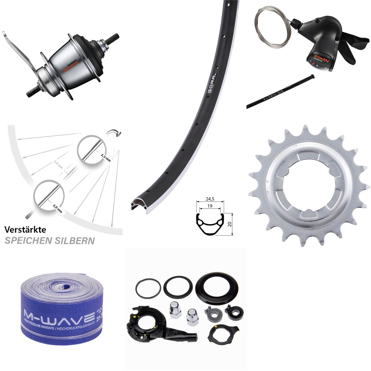 26 Zoll Hinterrad Shimano SG-C3001 7 Gang Rücktritt Gora 19