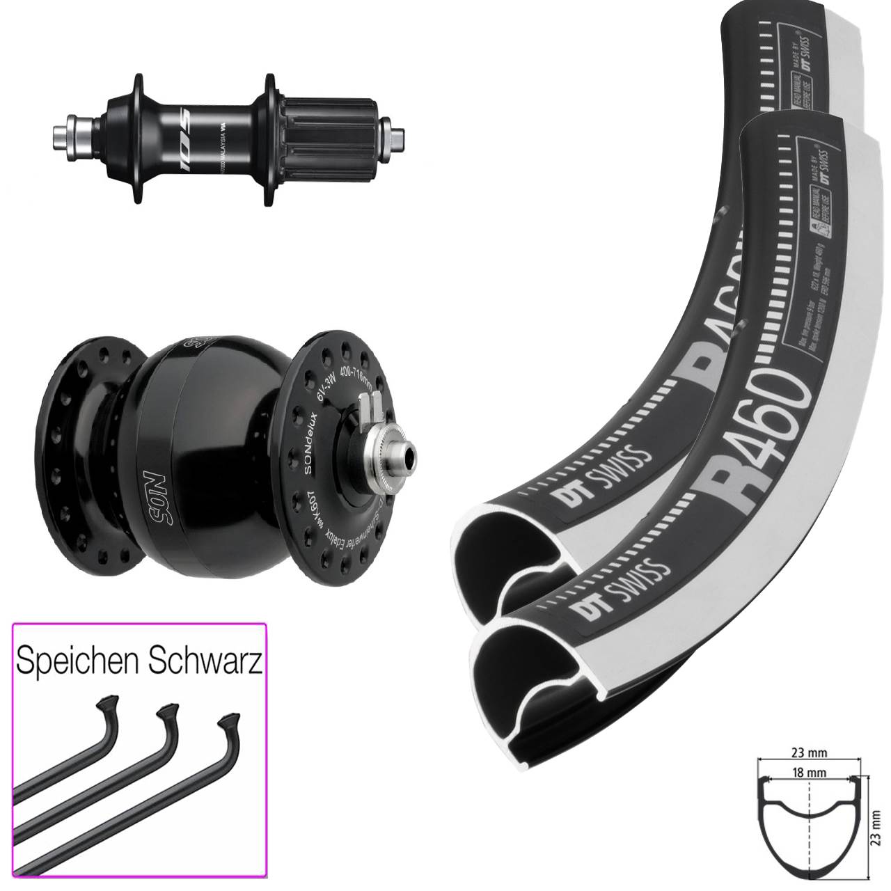DT Swiss R 460 CNC Shimano FH-R7000 SONdelux wide body 28 Zoll Laufradsatz