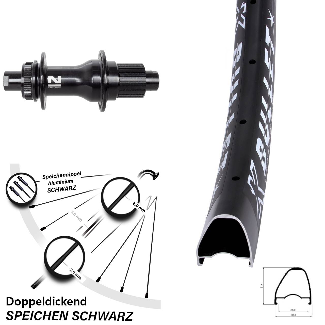 Disc Laufrad 28 Zoll KX Bullet OS Novatec D792SB Shimano Micro Spline 12x142