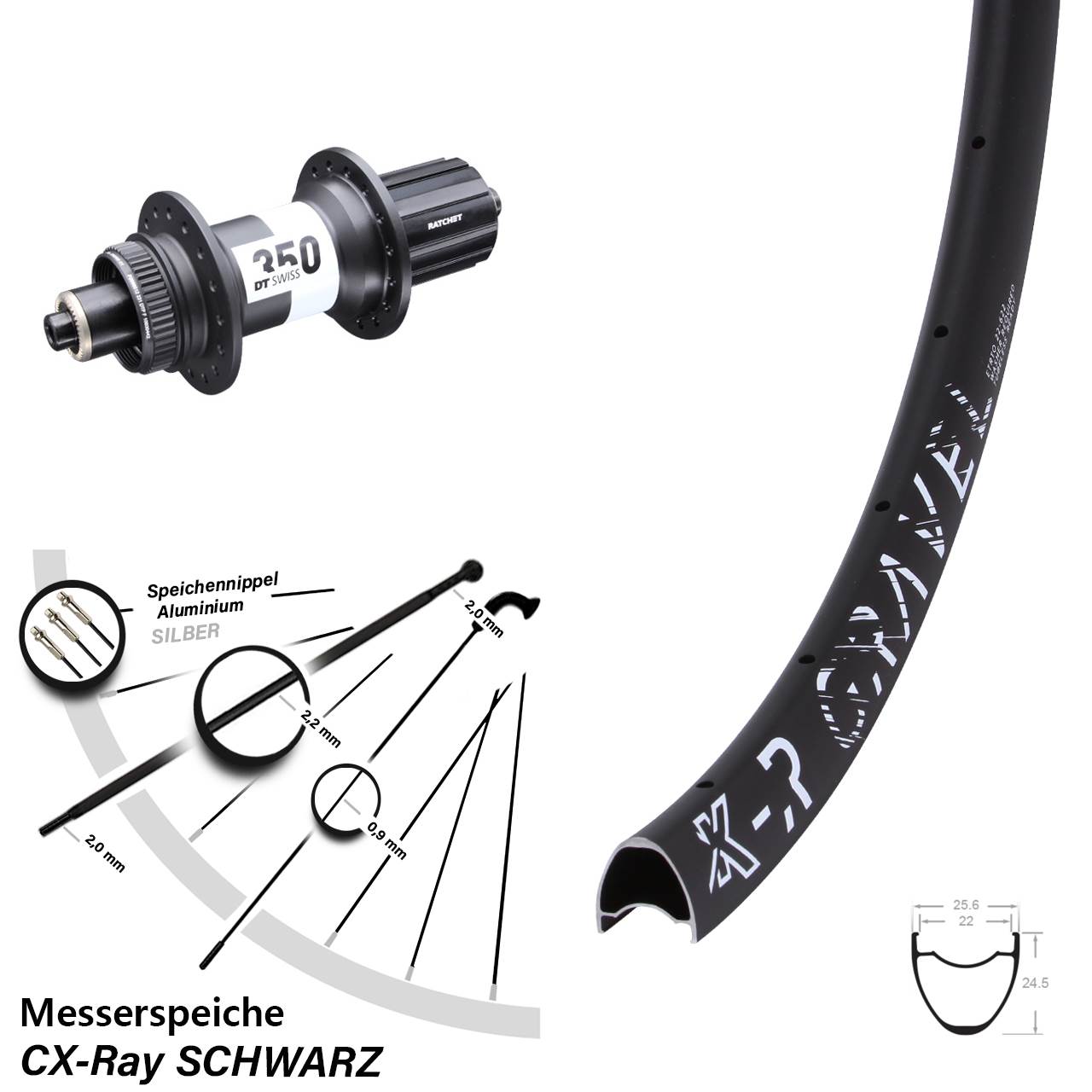 Centerlock Hinterrad 29 Zoll KX-R Gravel DT Swiss 350 Road 11-12 fach QR CX-Ray