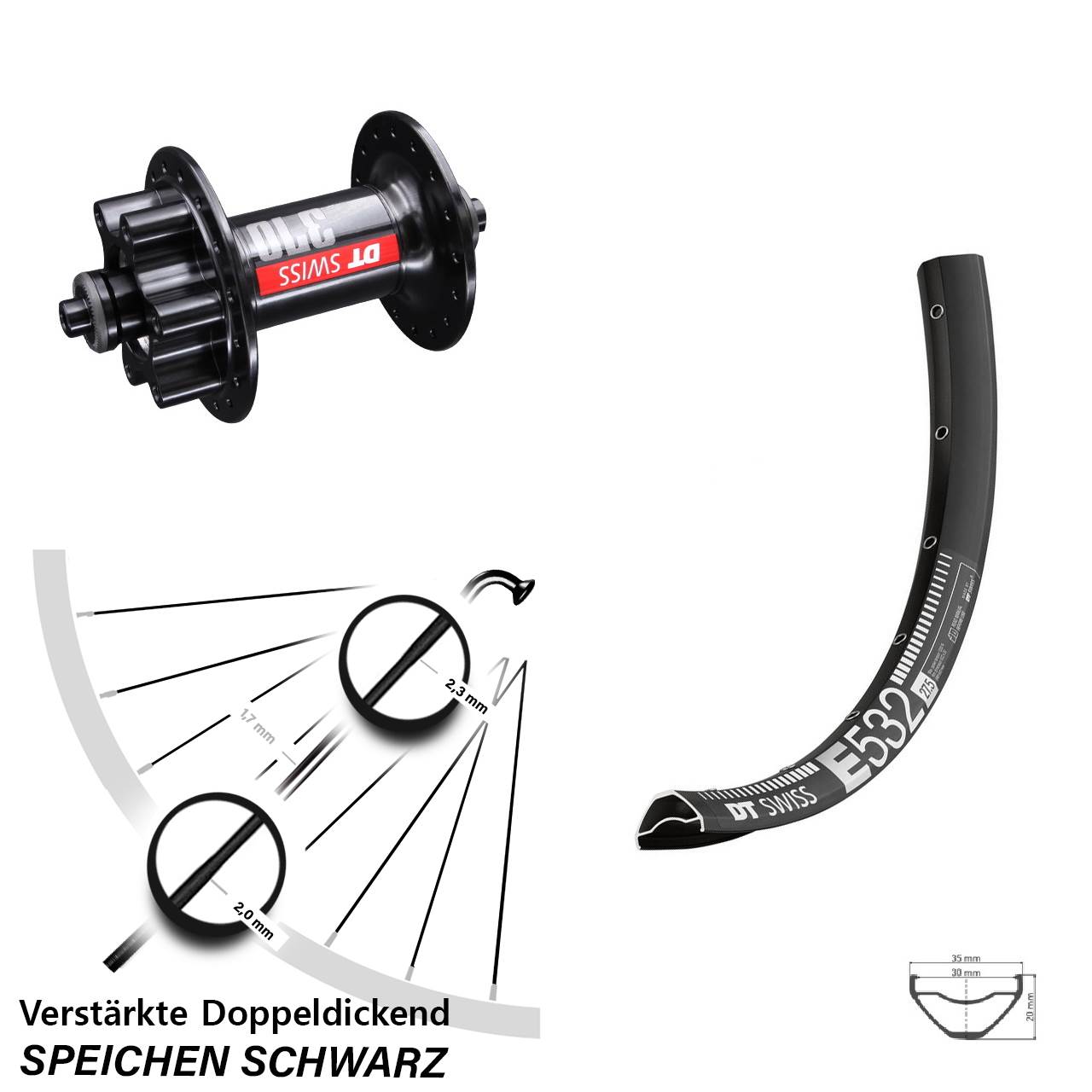 Disc Vorderrad 27,5 Zoll E532 DT Swiss 370 für Schnellspanner