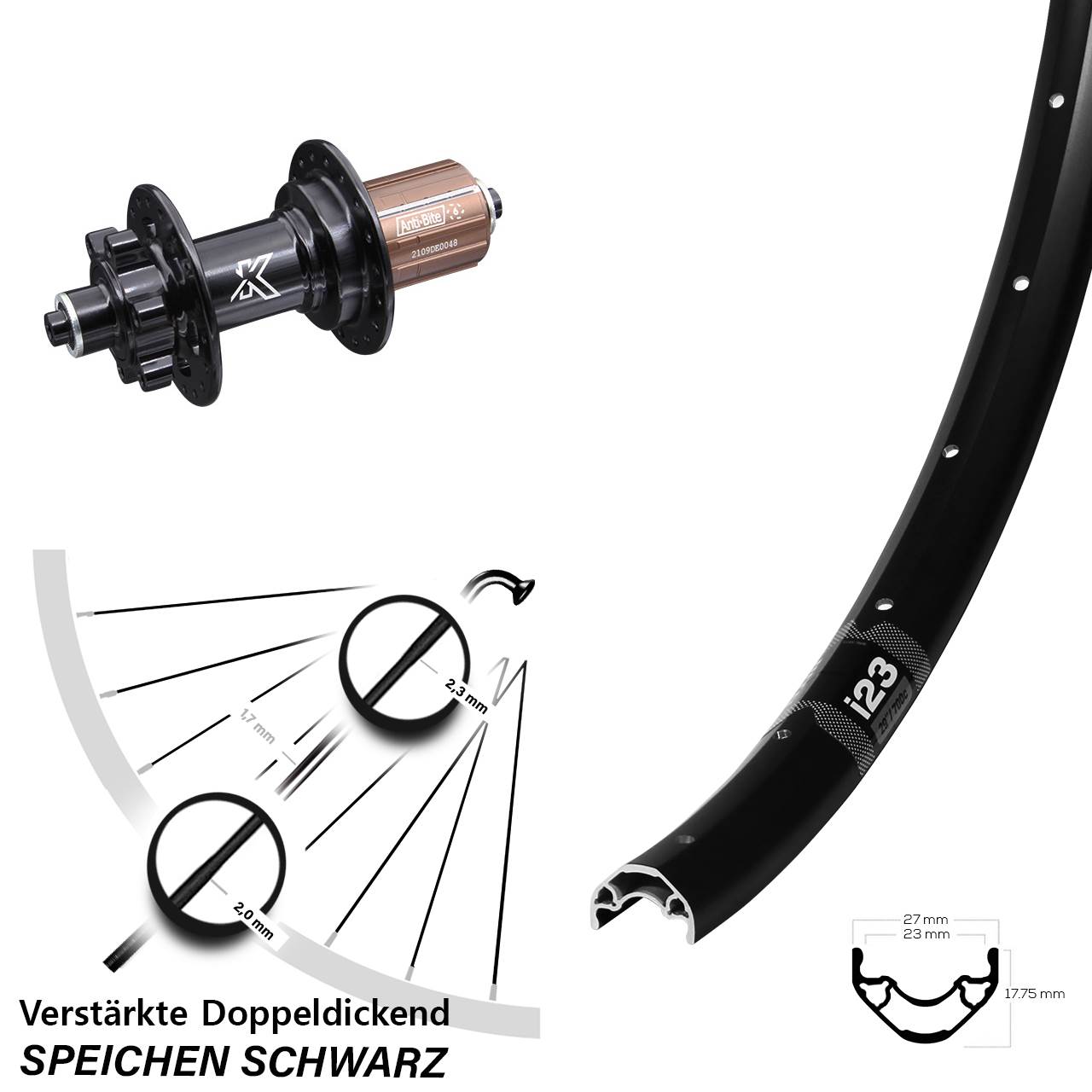 Disc Hinterrad 28-29 Zoll WTB i23 KX-M 8-12 fach HG QR