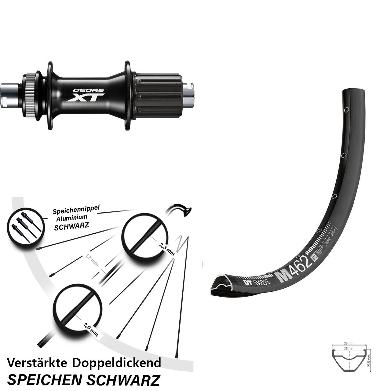 DT Swiss M462 Shimano XT 27,5 Zoll Centerlock Hinterrad 12x148 8-11 fach