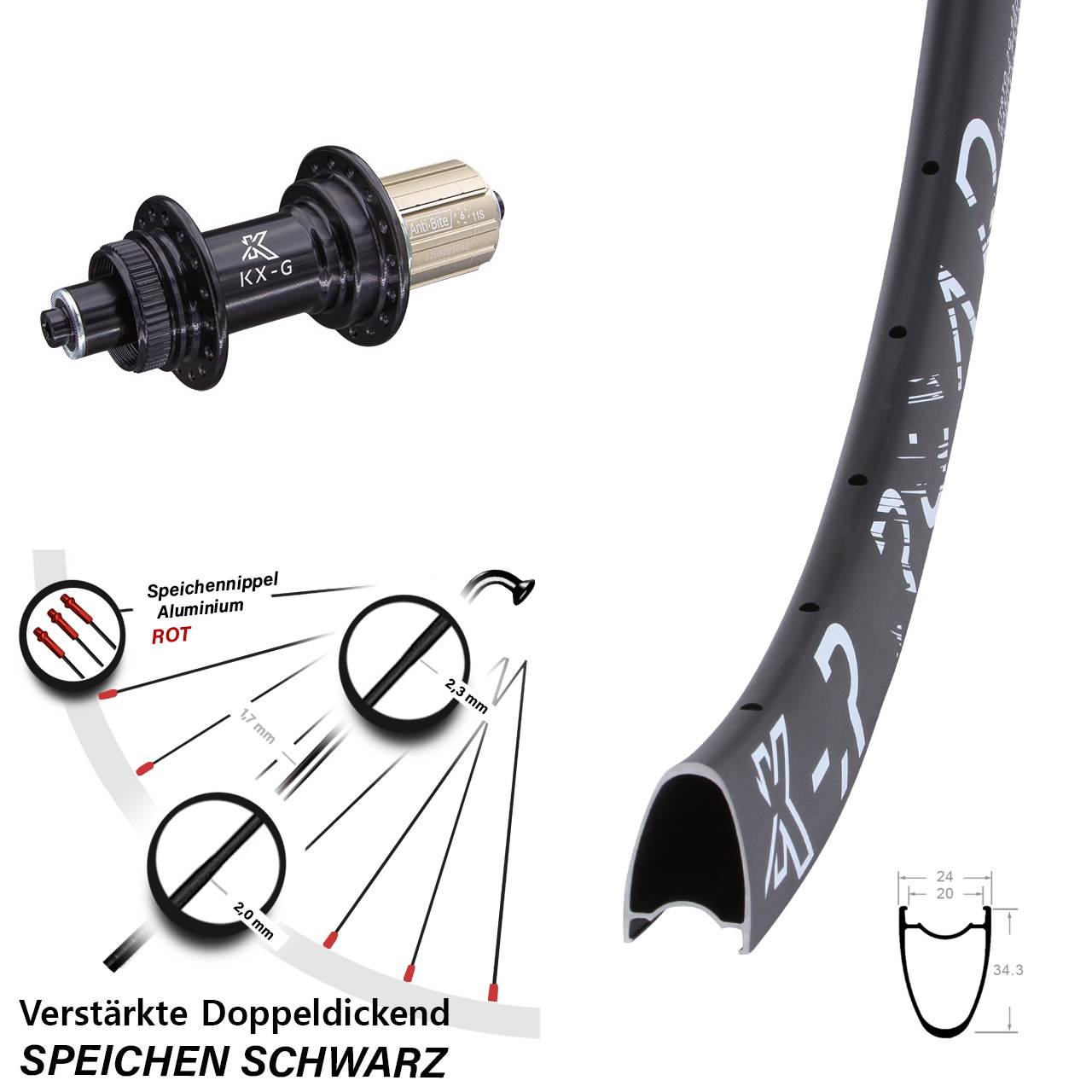 28 Zoll KX-R Road verstärkt Disc Hinterrad für Schnellspanner 8-12 fach HG