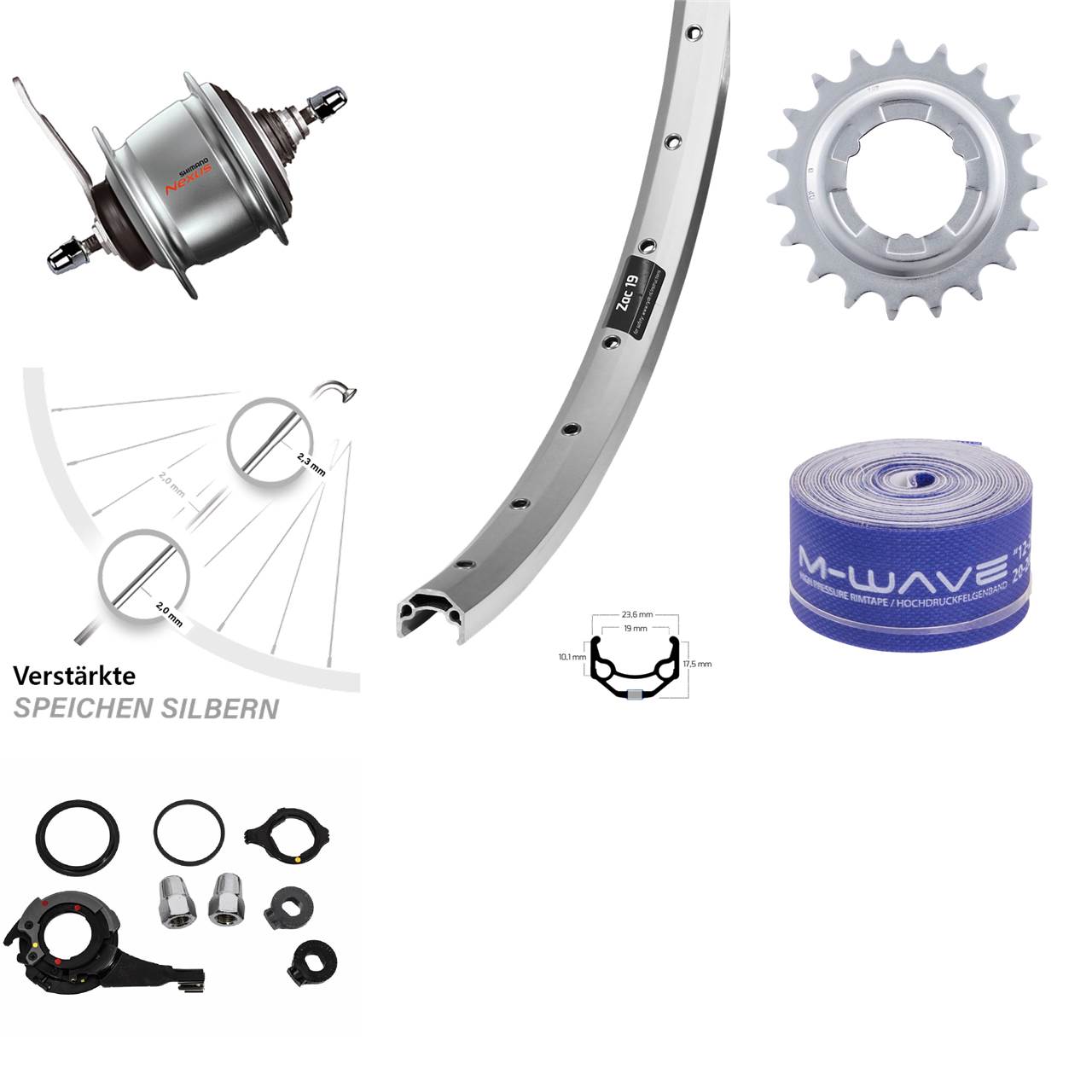 26 Zoll Ryde Zac 19 Shimano Nexus 8 Gang Hinterrad mit Rücktrittbremse