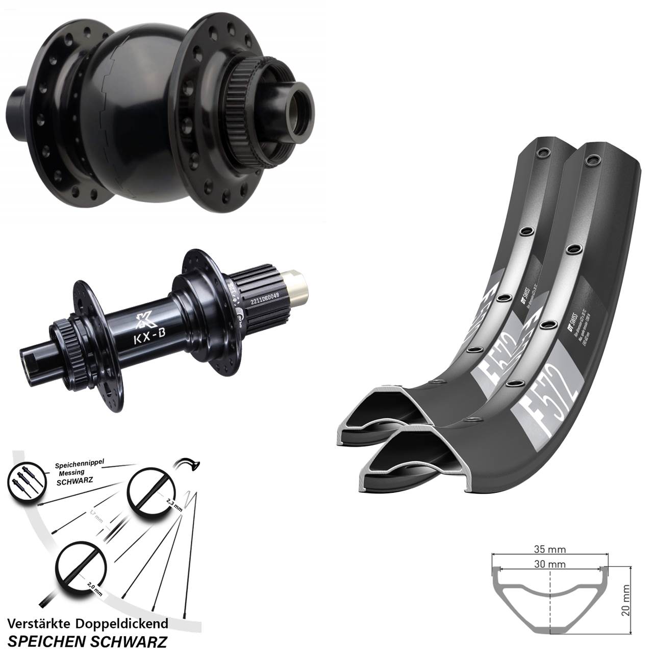 650B DT Swiss F 572 KX-B SON 28 Centerlock Laufradsatz 15x110 12x148 Micro Spline